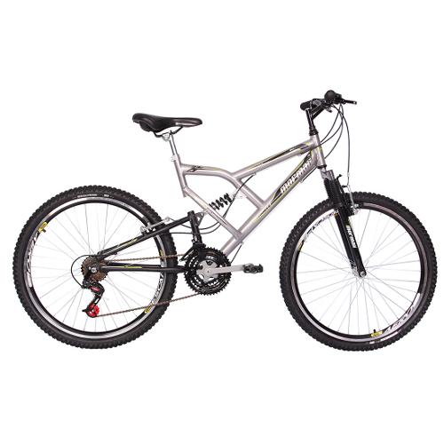 Bicicleta Aro 26 24 Marchas Big Rider Full Suspension Prata - Mormaii