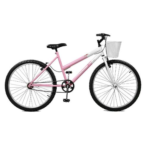 Bicicleta Aro 26 Feminina Serena Rosa e Branco - Master Bike
