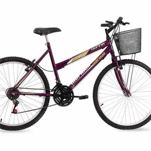 Bicicleta Aro 26 Mountain Bike Donna Mormaii Fem. C/ Cesta Violeta