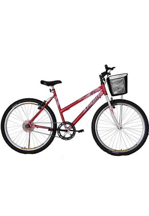 Bicicleta Aro 26 Sem Macha Model Vermelha com Cestão Athor Bikes