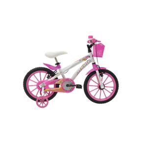 Bicicleta Athor Aro 16 Baby Lux Feminino com Cestinha Branca com Kit Rosa