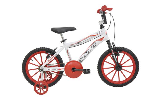 Bicicleta Athor Aro 16 Max Aluminio Masculino Branca com Kit Vermelho