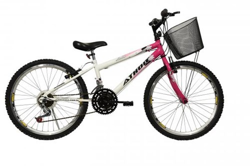 Bicicleta Athor Aro 24 Mtb 18/m Model Feminino C/ Cestão - Rosa