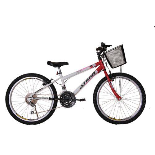 Bicicleta Athor Aro 24 Mtb 18/m Model Feminino C/ Cestão - Vermelha