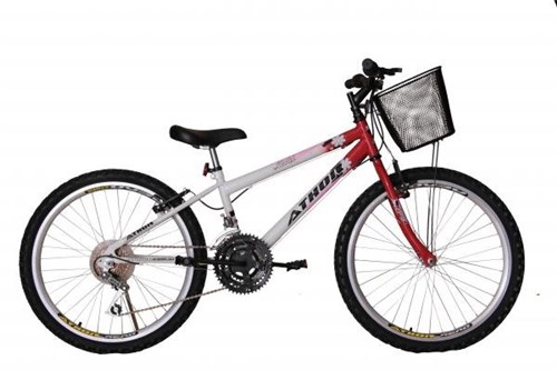 Bicicleta Athor Aro 24 Mtb 18/m Model Feminino C/ Cestão - Vermelha