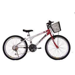 Bicicleta Athor Aro 24 Mtb 18/M Model Feminino C/ Cestão - Vermelha