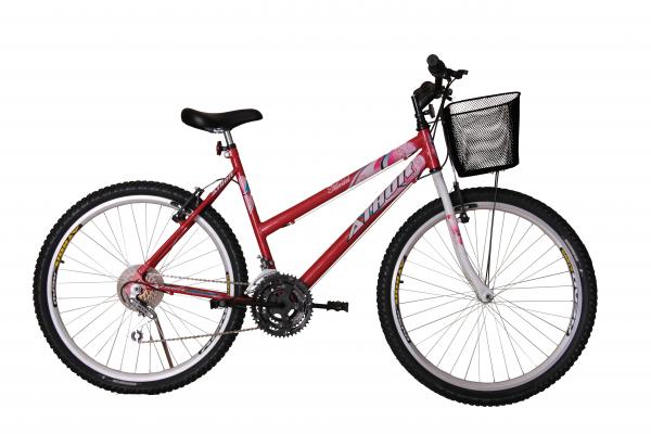 Bicicleta Athor Aro 26 Mtb 18/m Model Feminino C/ Cestão - Vermelha