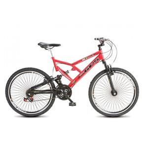 Bicicleta Colli Dupla Suspensão. A.26 72 Raias 21M. V.Brake - Vermelho