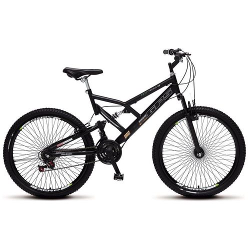 Bicicleta Colli Fulls GPS Preto Dupla Susp. Aro 26 Aero 72 Raios 21 Marchas Freios V-Break