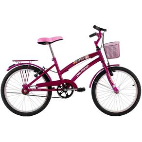 Bicicleta Feminina Aro 20 com cestinha Susi Rosa Verniz