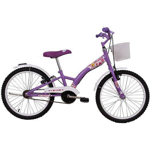 Bicicleta Feminina Aro 20 Fashion com Cestinha Violeta