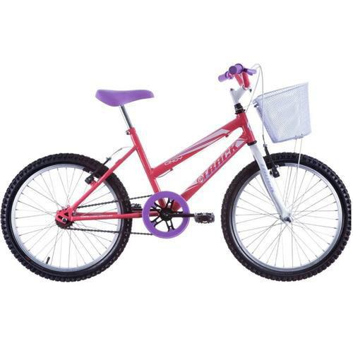 Bicicleta Feminina Cindy com Cesta Aro 20 Salmão/Branco -Track Bikes - Track Bikes