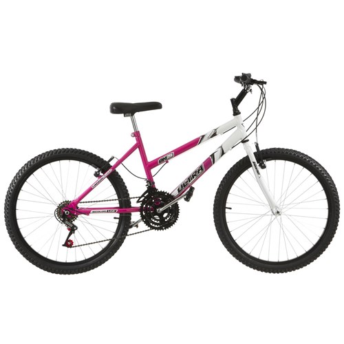 Bicicleta Feminina Rosa e Branca Aro 24 18 Marchas Pro Tork Ultra