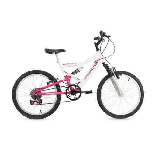 Bicicleta Free Action Aro 20 Full FA-240 6V Branca/Rosa - 04-047.020