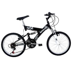 Bicicleta Full Suspension Kanguru Aço Aro 20 Polimet - Preto