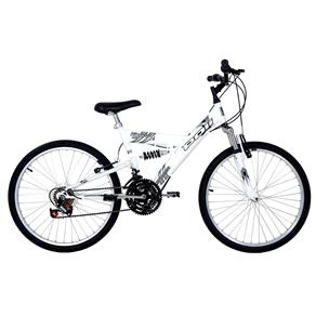 Bicicleta Full Suspension Kanguru Aço Aro 24 Polimet - Branco - Branco
