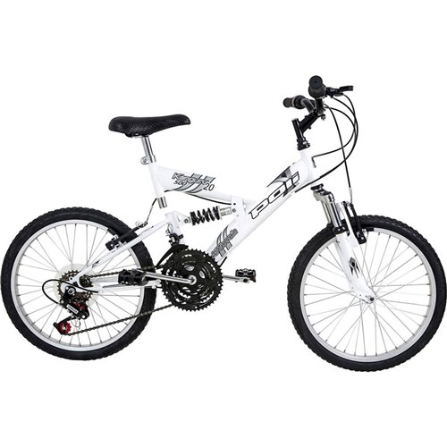 Bicicleta Full Suspension Kanguru Aro 20 V-Brake 18V Branca Polimet - Cd