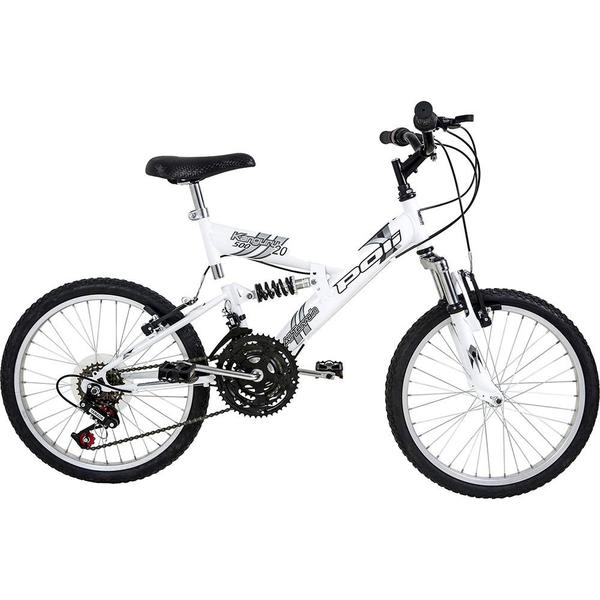 Bicicleta Full Suspension Kanguru Aro 20 V-brake 18v Branca Polimet - Cd