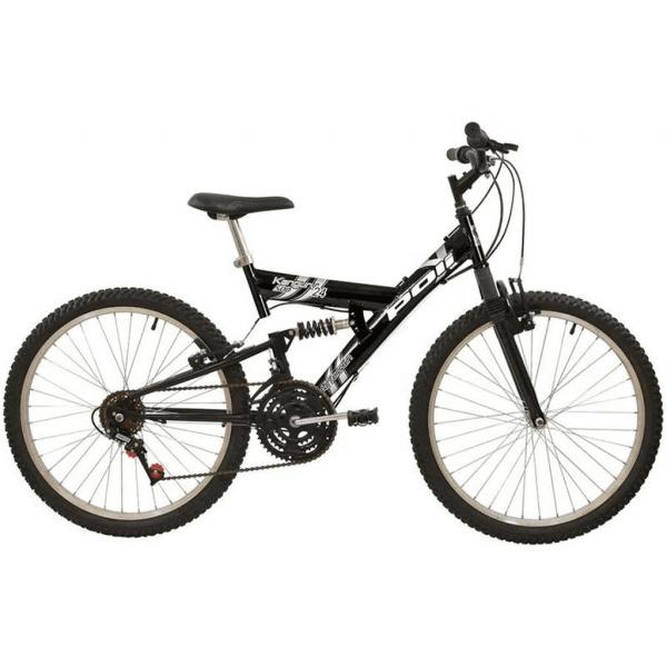 Bicicleta Full Suspension Kanguru Aro 24 Preta - Polimet