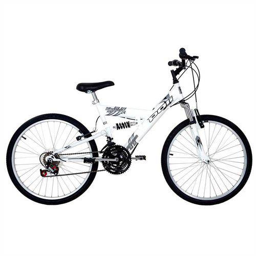 Bicicleta Full Suspension Kanguru Aro 24 V-Brake 18v Branca - Cd