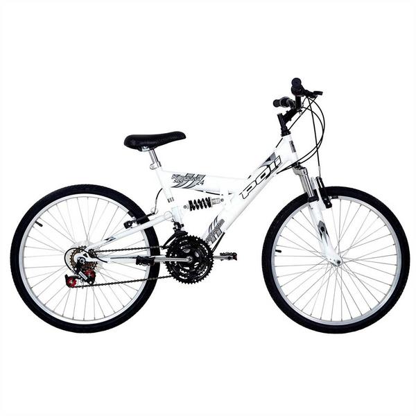 Bicicleta Full Suspension Kanguru Aro 24 V-brake 18v Branca Polimet - Cd