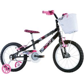 Bicicleta Girl Raiada Aro 16 Preta/Pink Track Bikes