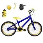 Bicicleta Infantil Aro 20 Azul Kit e Roda Aero Amarelo C/ Acelerador Sonoro