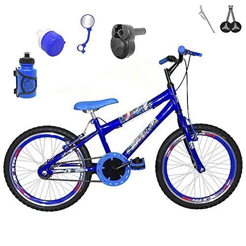 Bicicleta Infantil Aro 20 Azul Kit e Roda Aero Azul C/Acelerador Sonoro