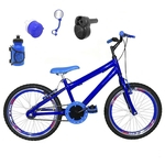 Bicicleta Infantil Aro 20 Azul Kit e Roda Aero Azul C/ Acelerador Sonoro