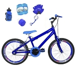 Bicicleta Infantil Aro 20 Azul Kit E Roda Aero Azul C/ Acessórios e Kit Proteção