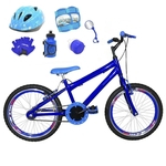 Bicicleta Infantil Aro 20 Azul Kit E Roda Aero Azul C/ Capacete e Kit Proteção