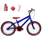 Bicicleta Infantil Aro 20 Azul Kit E Roda Aero Vermelha Com Acessórios
