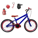 Bicicleta Infantil Aro 20 Azul Kit e Roda Aero Vermelho C/ Acelerador Sonoro