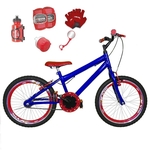 Bicicleta Infantil Aro 20 Azul Kit E Roda Aero Vermelho C/ Acessórios e Kit Proteção