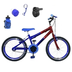 Bicicleta Infantil Aro 20 Azul Vermelha Kit e Roda Aero Azul C/ Acelerador Sonoro