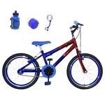 Bicicleta Infantil Aro 20 Azul Vermelha Kit E Roda Aero Azul Com Acessórios