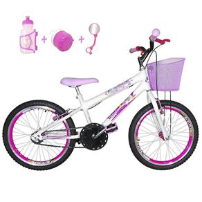 Bicicleta Infantil Aro 20 Branca Kit E Roda Aero Pink Com Acessórios