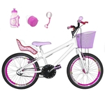 Bicicleta Infantil Aro 20 Branca Kit E Roda Aero Pink Com Cadeirinha