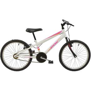 Bicicleta Infantil Aro 20 Feminina MTB Polimet Branca