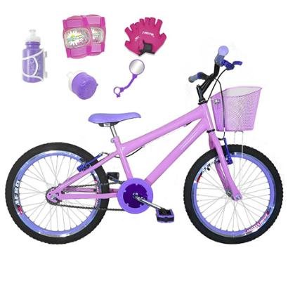 Bicicleta Infantil Aro 20 + Kit Roda Aero + Acessórios + Kit Proteção