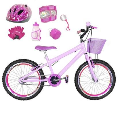 Bicicleta Infantil Aro 20 + Kit Roda Aero + Capacete + Kit Proteção