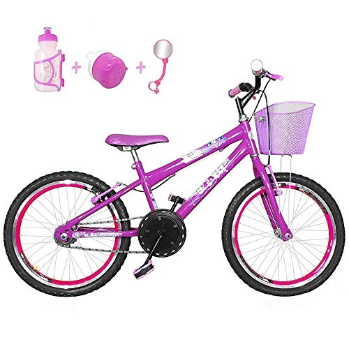 Bicicleta Infantil Aro 20 Pink Kit e Roda Aero Pink com Acessórios
