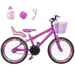 Bicicleta Infantil Aro 20 Pink Kit E Roda Aero Pink Com Cadeirinha