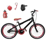 Bicicleta Infantil Aro 20 Preta Kit e Roda Aero Vermelho C/ Acelerador Sonoro
