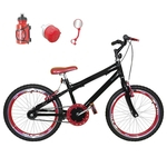 Bicicleta Infantil Aro 20 Preta Kit E Roda Aero Vermelho Com Acessórios