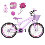 Bicicleta Infantil Aro 20 Rosa Bebê Kit E Roda Aero Pink C/ Acessórios E Kit Proteção