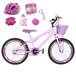 Bicicleta Infantil Aro 20 Rosa Bebê Kit E Roda Aero Pink C/ Capacete E Kit Proteção