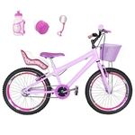 Bicicleta Infantil Aro 20 Rosa Bebê Kit E Roda Aero Pink Com Cadeirinha