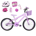 Bicicleta Infantil Aro 20 Rosa Bebê Kit E Roda Aero Rosa Bebê C/ Capacete E Kit Proteção