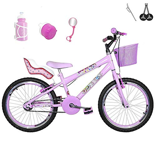 Bicicleta Infantil Aro 20 Rosa Bebê Kit E Roda Aero Rosa Bebê Com Cadeirinha
